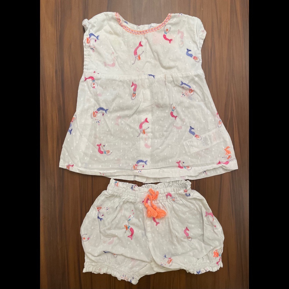 Joules shirt and shorts mermaid set